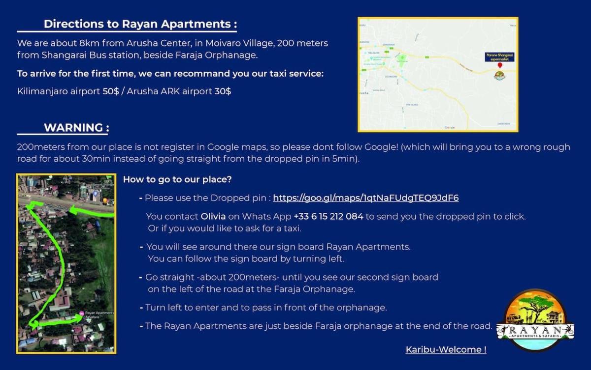 Rayan Apartments & Safaris Arusha Esterno foto